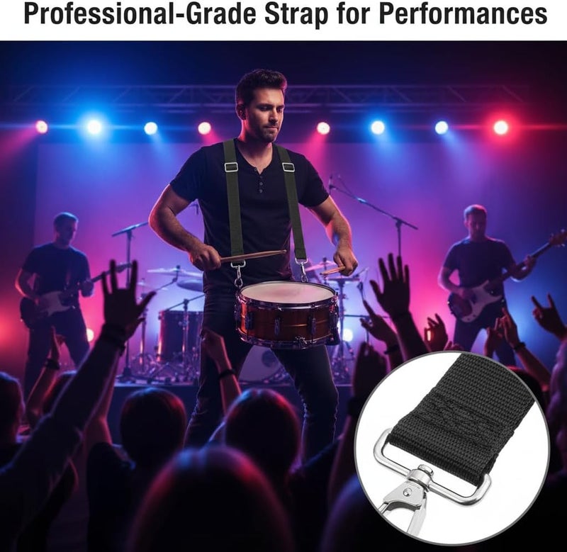 SUPVOX 4Pcs Marching Snare Drum Straps: Heavy-Duty Adjustable Carrier Straps with Metal J-Hooks - Replacement Band Harness for Concert, Parade, African Drum - Image 3
